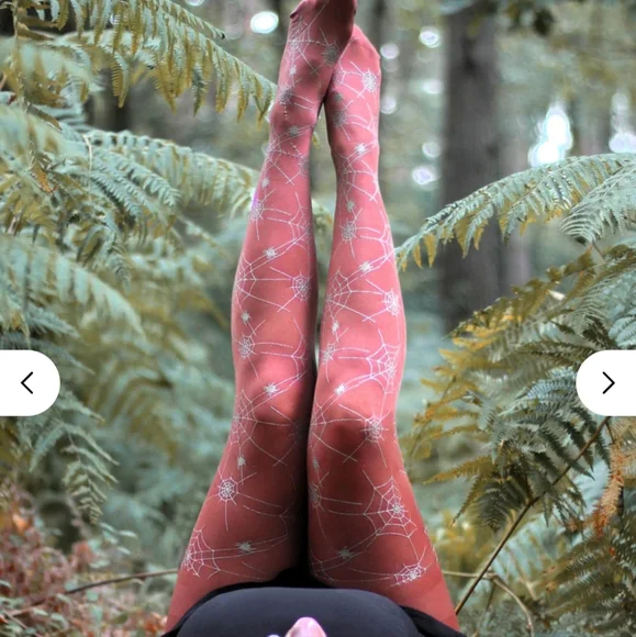 Snag Spidysense Root Beer Spider Web Patterned Tights D - Picture 1 of 5